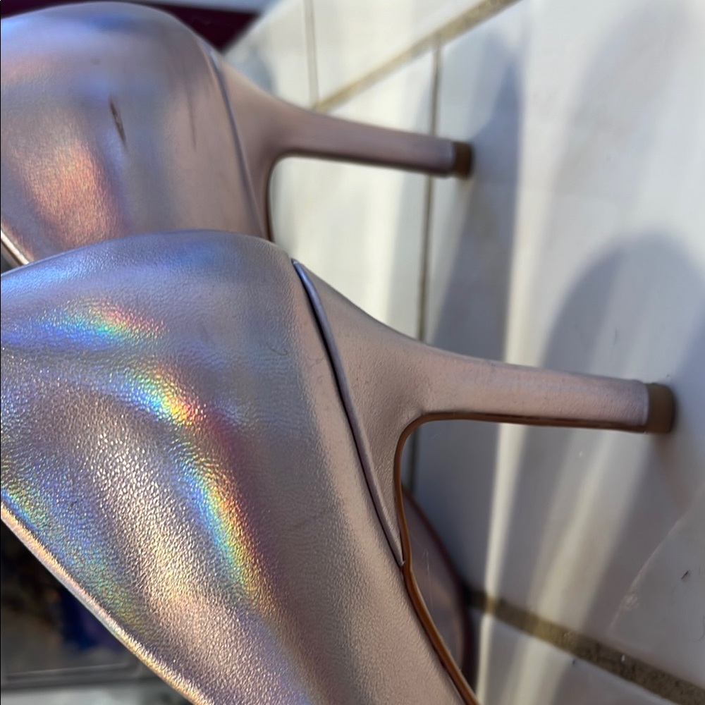 H&M Women's Shimmering Holographic Icy Pink 2 in heel Size 38 - Picture 6 of 10
